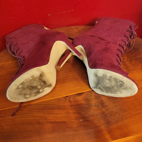 Just Fab Maroon-Lace up 4" Heels - Size 8.5 - Picture 7 of 7